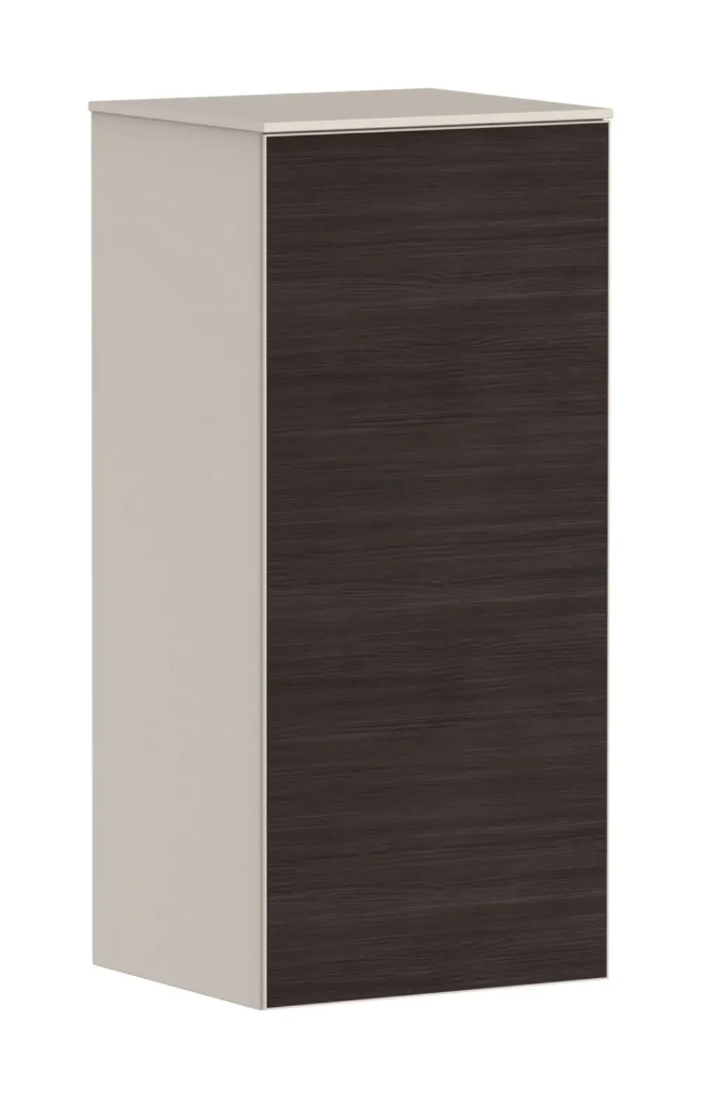 Hansgrohe Aufbewahrungsschrank in sanftem Beige mit einer rechts angeschlagenen Tür. Schlichte Bauform und matte Oberfläche. Ideal für Badezimmer oder andere Wohnräume.